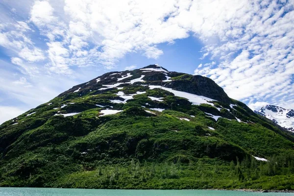 雪と緑のアラスカの山々の眺め — ストック写真