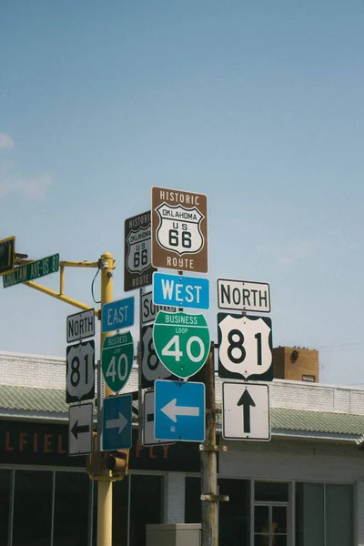 Vertical Shot Various Street Signs — Stock Photo, Image