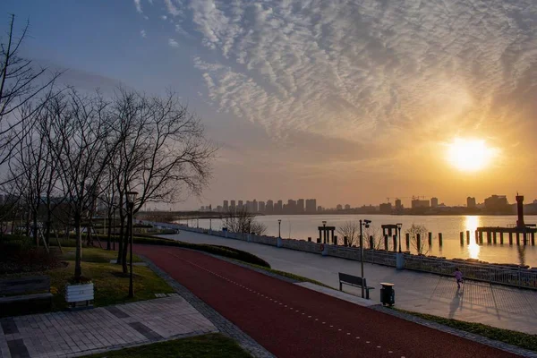 Sunset Huangpu River Shanghai City China — Stock Photo, Image