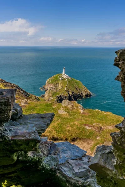 Portrait Photo South Stack Lighthouse Middle Day — Stock Photo, Image