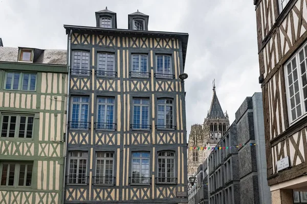 Rouen Historical City France Typical Half Timbered Facades Center — Foto de Stock