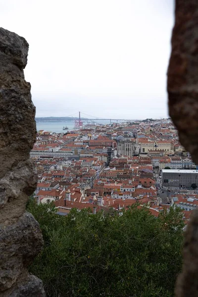 Krásná Panoramatická Krajina Lisabonu Vrcholu Hradu — Stock fotografie