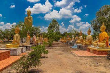 Buda heykelleriyle dolu bir park.