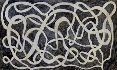 Kalemleri ve işaretleri olan labirent patern tasarımı