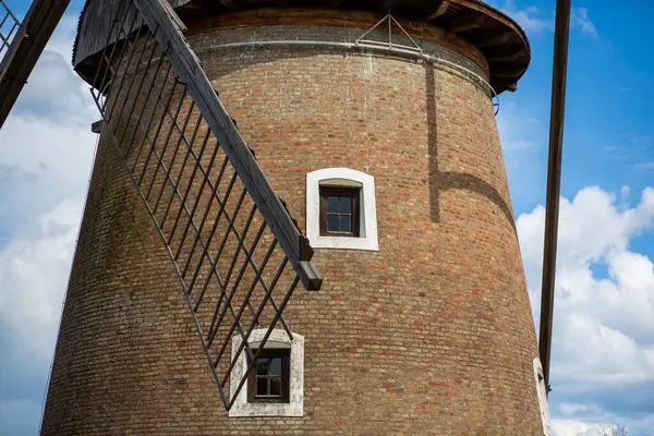 Closeup Shot Stone Windmill Opusztaszer Hungary — Stock Photo, Image