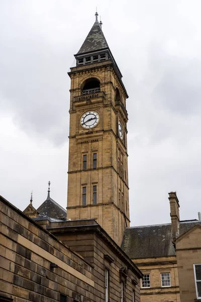 The Victorian clock tower of the old Town Hall, now the Registry Office and wedding ceremony venue.