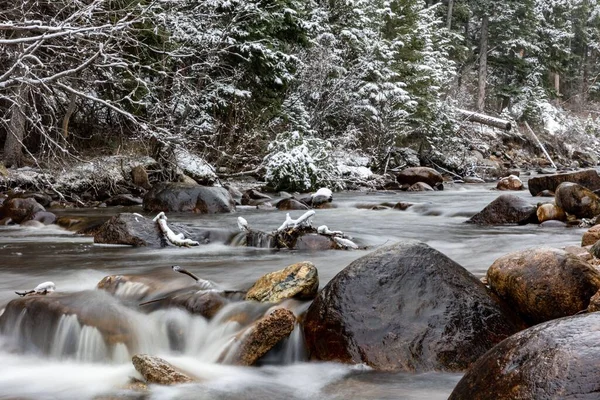 Vintersnö Vid Middle Vrain Creek Raymond Colorado — Stockfoto