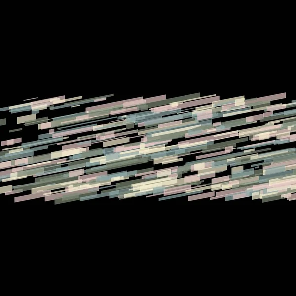 抽象的な幾何学的速度線中央のライトトレイルの孤立した黒の背景に複数のネオン色のフレアの形とグリッド — ストック写真