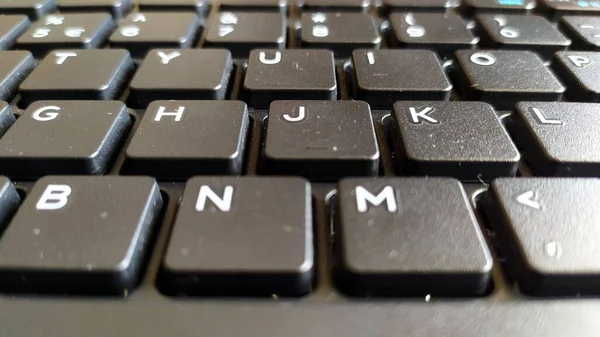 Realistic Black Keyboard Blue Accent Color Enter Key Led Lock — Stock Photo, Image