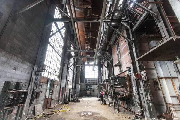 Abandoned Ruined Interior Factory Building — Stock Photo, Image