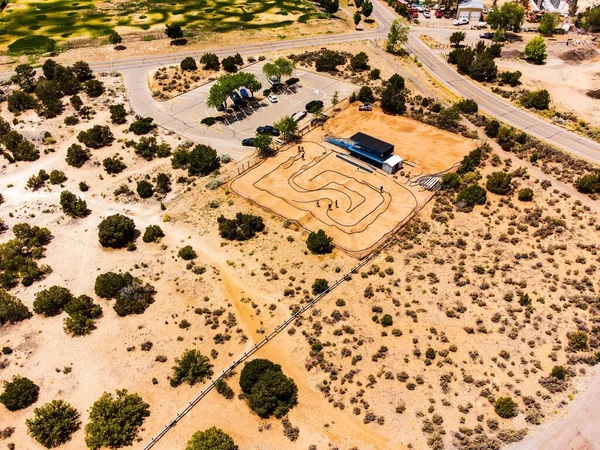 Luchtfoto Van Een Drone Van Een Racebaan Woestijn White Rock — Stockfoto