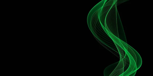 Прекрасна Абстрактна Світло Зелена Хвиля Чорному Тлі — стокове фото