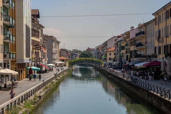 Naviglio Grande Csatorna Milánó Olaszország — Stock Fotó