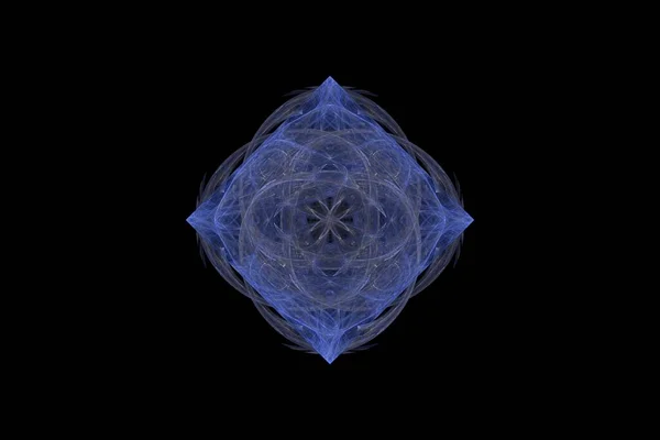 Цифровий Фрактал Render Показує Обертальну Симетрію Блакитні Лінії Енергії Сяйва — стокове фото