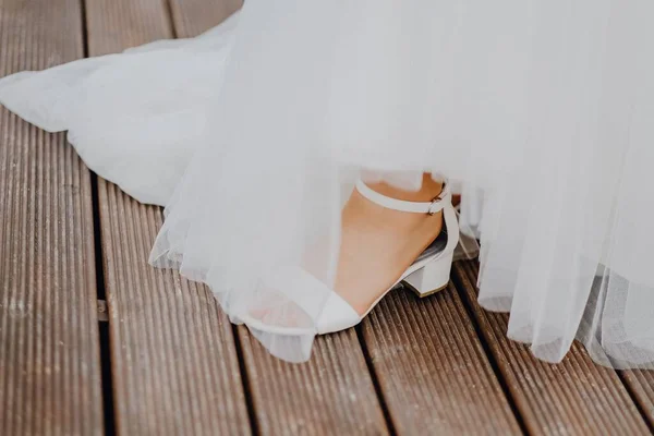 Sapato Vestido Renda Noiva — Fotografia de Stock