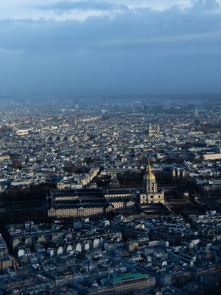 Svislý Pohled Pařížské Město Eiffelovy Věže Francii — Stock fotografie