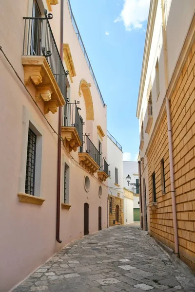 Narrow Street Old Houses Uggiano Medieval Town Puglia Region Italy — Stok fotoğraf