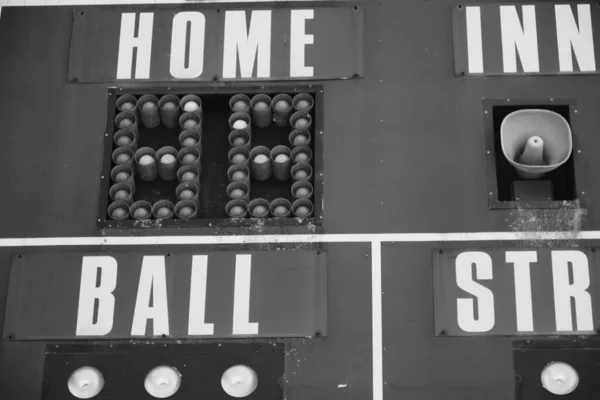 Grayscale Shot Baseball Scoreboard Huntingdon Pennsylvania — Stock Photo, Image