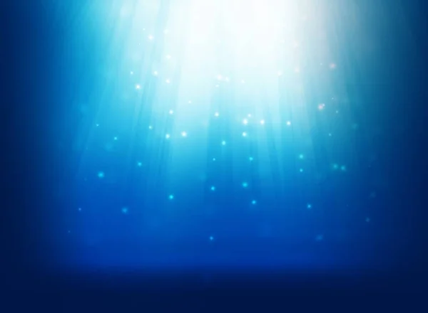 Mavi Arkaplandaki Işık Işınlarının Suyun Altından Gelen Işığın Etkisini Gösteren — Stok fotoğraf