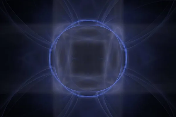 デジタルフラクタルレンダリング回転対称性を示すエネルギーの絶妙なダイナミックフローブルーライン 高品質の抽象的な背景 — ストック写真