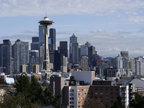 Beautiful Shot Cityscape Seattle Washington Blue Cloudy Sky — Stock Photo, Image