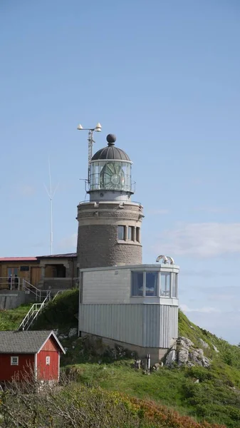 Vertical Shot Kullen Lighthouse Top Green Hill Sweden — Stock Photo, Image