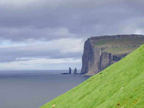 Die Hohen Berge Meer Einem Bewölkten Nebligen Tag — Stockfoto