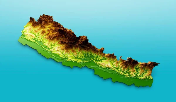 Een Illustratie Van Nepal Kaart Schaduwrijke Reliëfkaart Geïsoleerd Witte Achtergrond — Stockfoto