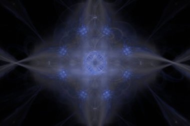 Dijital Fraktal Render Enfes Dinamik akan mavi enerji çizgileri dönme simetrisini gösteriyor - yüksek kaliteli soyut arkaplan