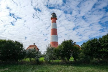 Kuzey Denizi, Almanya 'daki Deniz Feneri Westerhever. Doğrudan Wadden Denizi 'nde, bir Dünya Mirası.