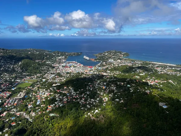 Aerial View Whole City Sea Castries Lucia — Stock Photo, Image