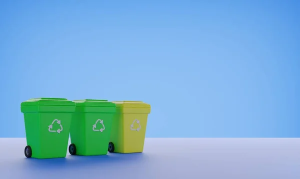 Ilustração Latas Lixo Para Reciclagem Conceito Cuidado Ambiental Conceito Reciclagem — Fotografia de Stock