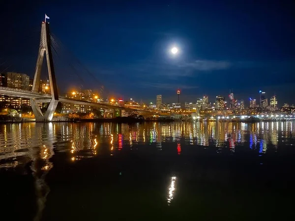 安扎克桥的夜景 澳大利亚悉尼 — 图库照片