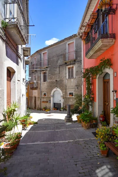 Úzká Ulice Středověké Vesnici Sepino Regionu Molise Itálie Slunečného Počasí — Stock fotografie