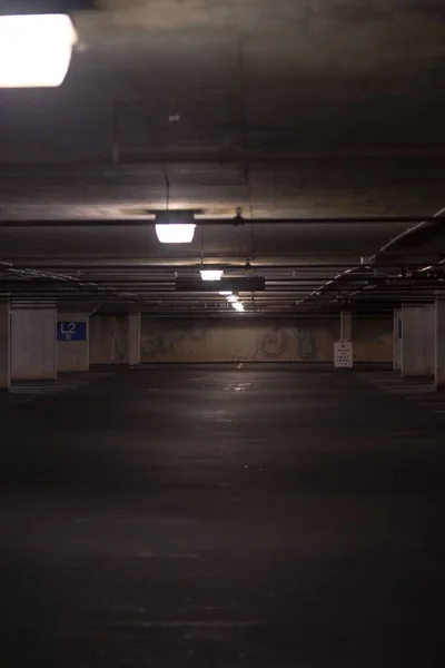 Illuminated Underground Parking Garage — Stock Photo, Image