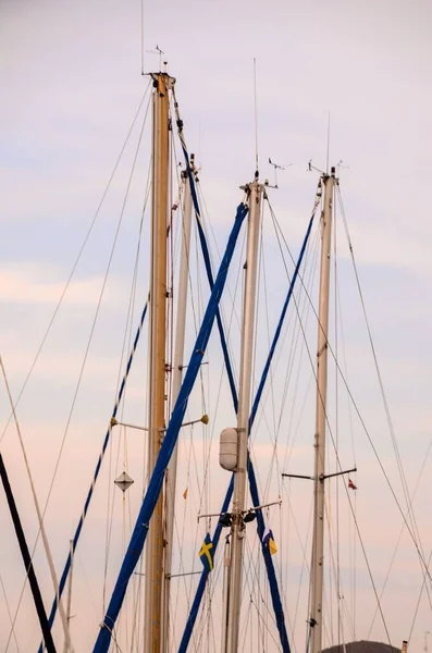 Silhouet Masts Sail Yacht Een Marinier — Stockfoto