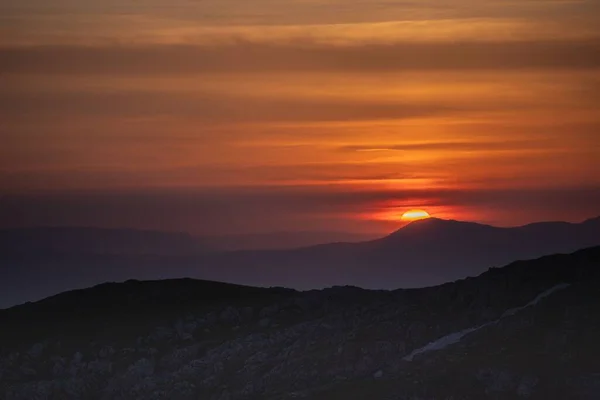 Salida Del Sol Capturada Desde Cima Colina Visocica Sarajevo Bosnia — Foto de Stock