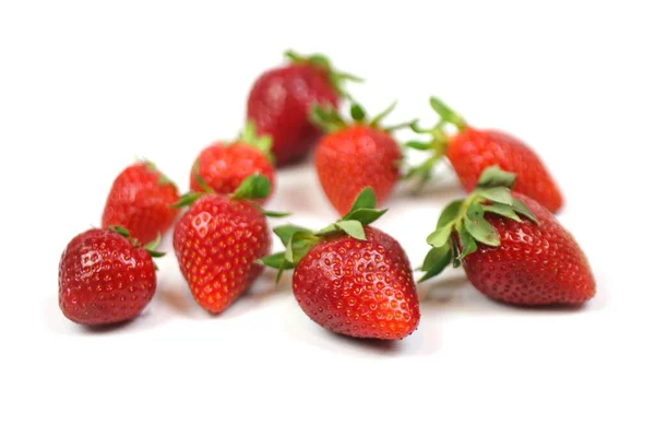 Primer Plano Fresas Aisladas Sobre Fondo Blanco — Foto de Stock