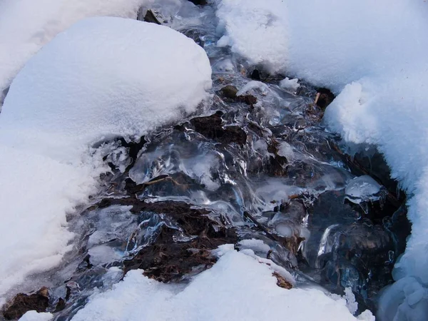 Close Rio Gelado Nevado Vallorcine Haute Savoie França — Fotografia de Stock