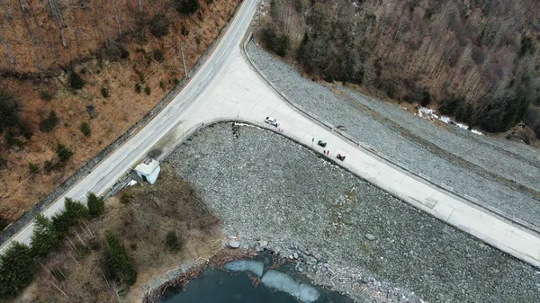 Eine Luftaufnahme Von Autos Die Auf Einer Autobahn Geparkt Sind — Stockfoto