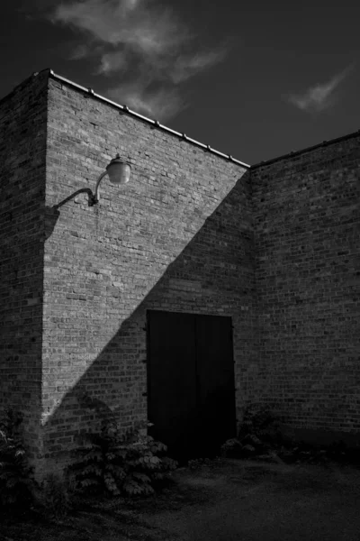 Grayscale Old Stone Building — Stock Photo, Image