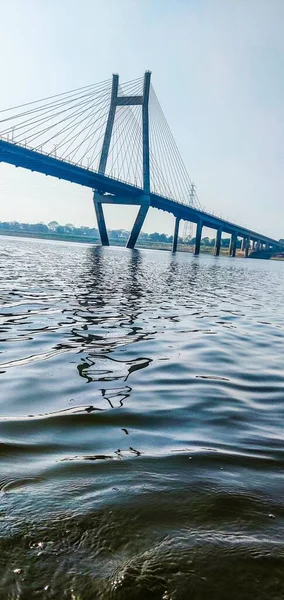 Vertical Shot Yamuna River New Yamuna Bridge Prayagraj India — Stock Photo, Image