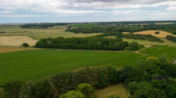 Hermoso Paisaje Campos Agrícolas Una Mañana Nublada — Foto de Stock