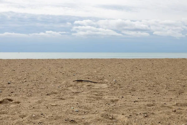 Ein Malerischer Blick Auf Einen Sandstrand Gegen Ein Meer Unter — Stockfoto