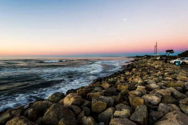 Rocks Hokitika Beach Sea Sunset South Island New Zealand — Stock Photo, Image