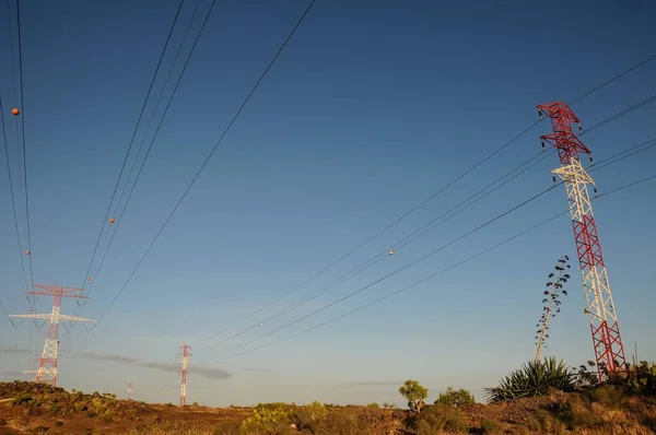 Energie Power Pylon Modrém Nebi — Stock fotografie