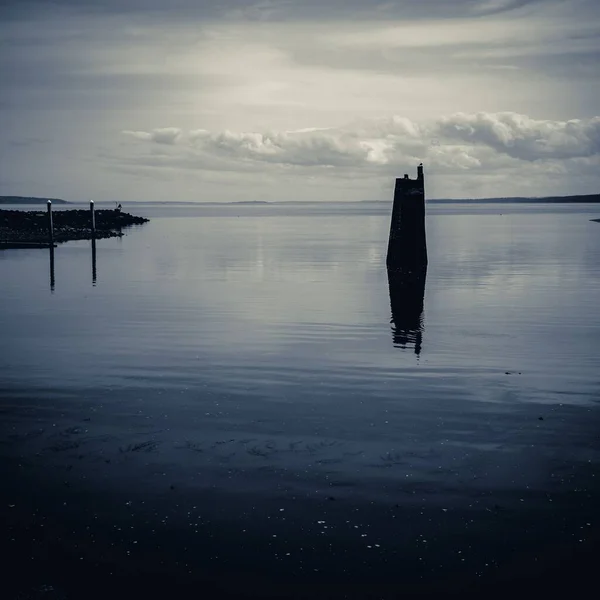 Una Vista Del Paisaje Marino Coupeville Con Silueta Terminal Ferries — Foto de Stock