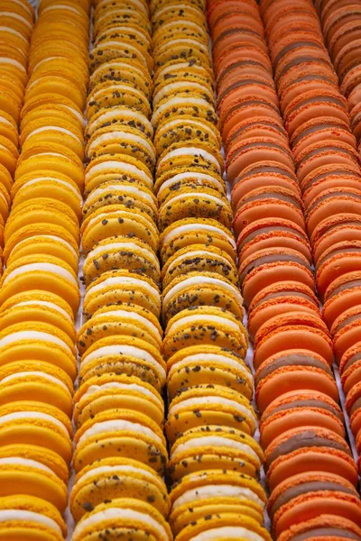 Delicious Colourful Rows Macaroons — Stock Photo, Image