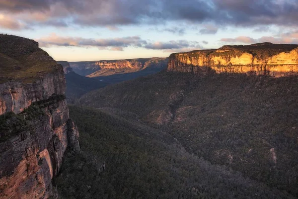 Luz Vigia Paredes Nascer Sol Montanhas Azuis Nsw Austrália — Fotografia de Stock