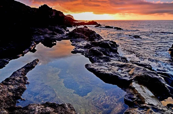 Сонця Над Березі Атлантичного Океану Іспанії Канарських Островів — стокове фото